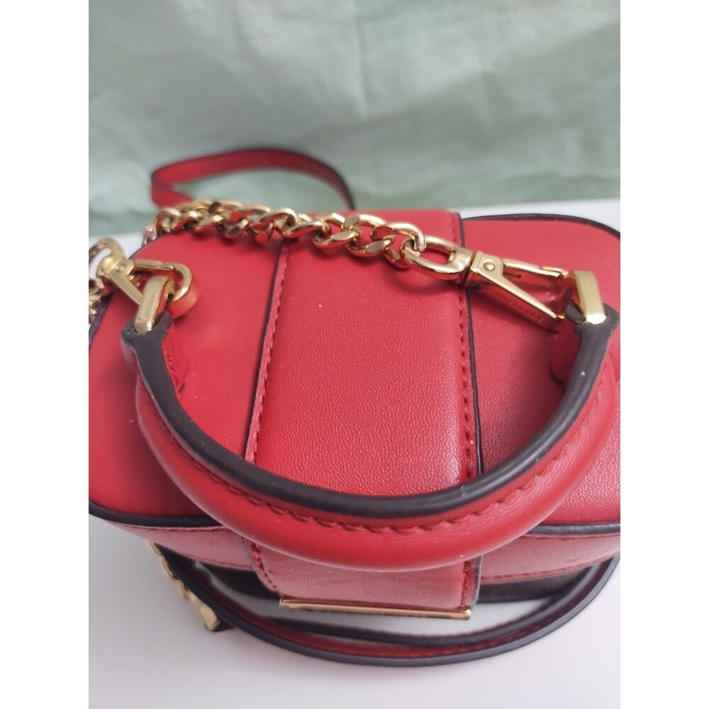 Michael Kors Rose MINI Trunk Crossbody Shoulder Bag MK Brown Fire Red Purse - Picture 10 of 12